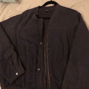 Bomber style distressed blue jacket